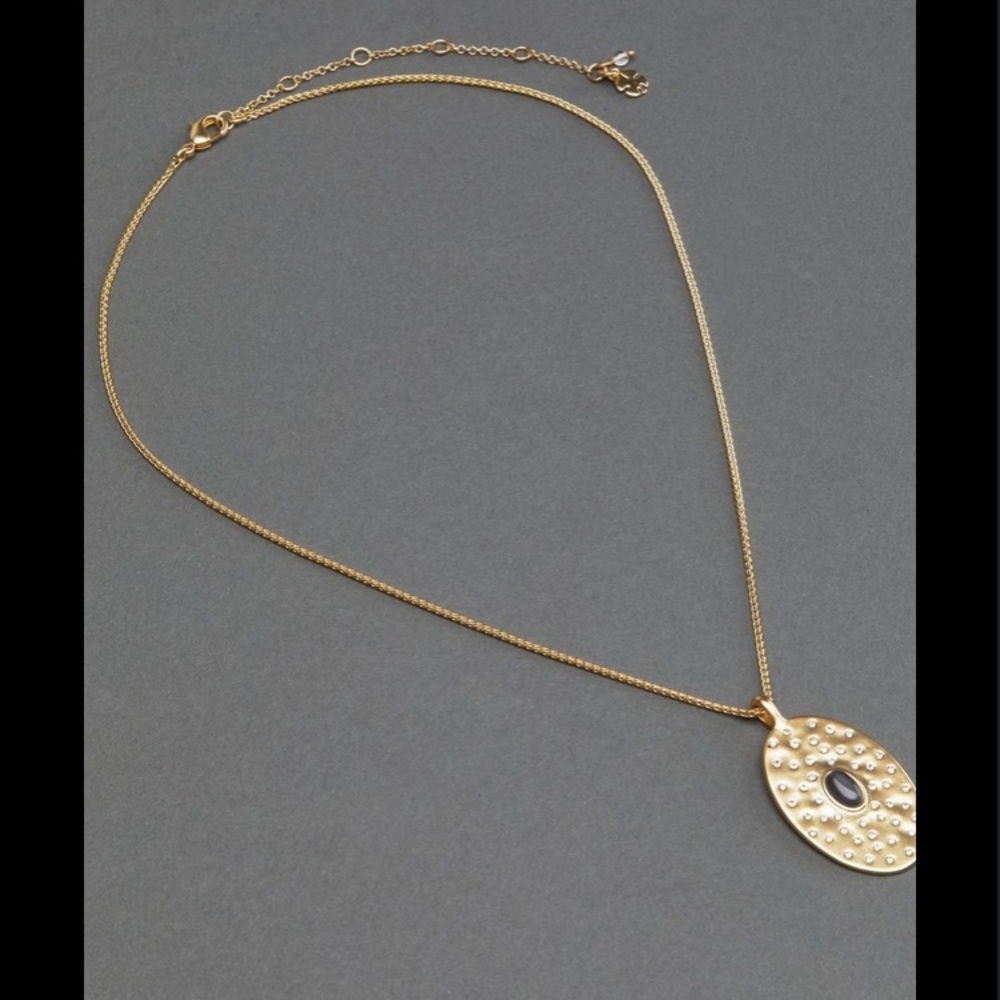 Lucky Brand Pave Set Stone Disc Pendant Necklace